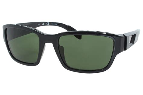 adidas sp0007 01n sunglasses men s shiny black green lenses rectangular