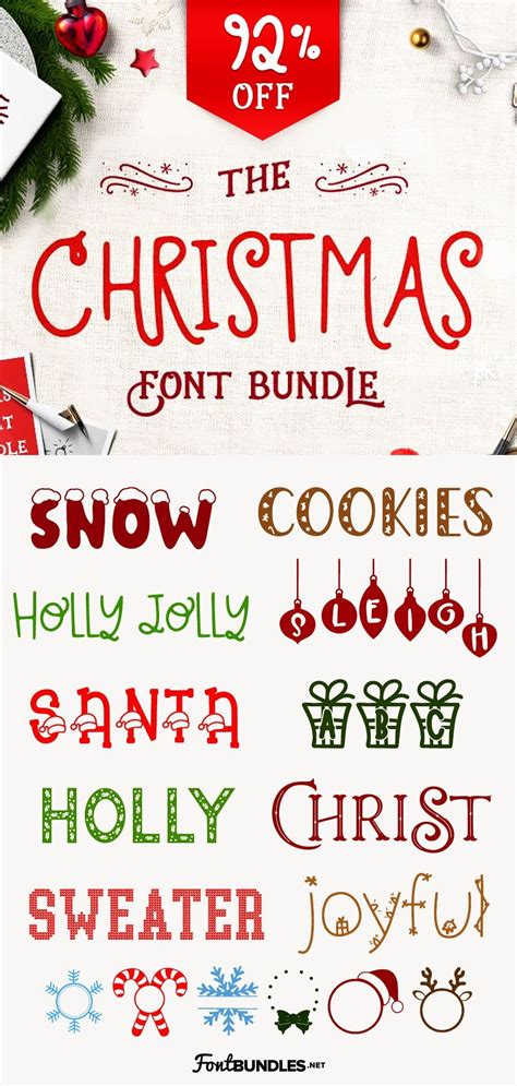 christmas font bundle fontbundles christmas fonts holiday
