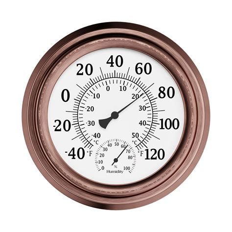 pure garden   indooroutdoor wall thermometer  hygrometer gauge  copper hw