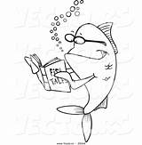 Fish Coloring Cartoon Outline Reading Vector Book Story Leishman Ron Pages Resolution High Books Royalty Animals Graphic sketch template