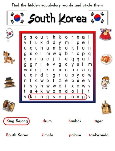 korea classroom center activity bundle korea vocabulary words