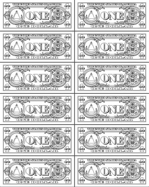 money coloring pages  dollar printable play money money template