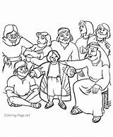 Coloring Bible Pages Joseph People Brothers His Coat Printable Group Many Colors School Kids Color Sheets Clipart Story Clip Sunday sketch template