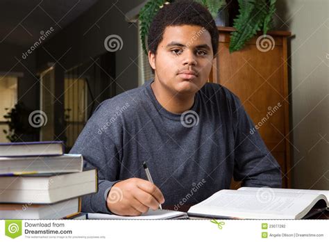 hard working student stock photo image  thinking young