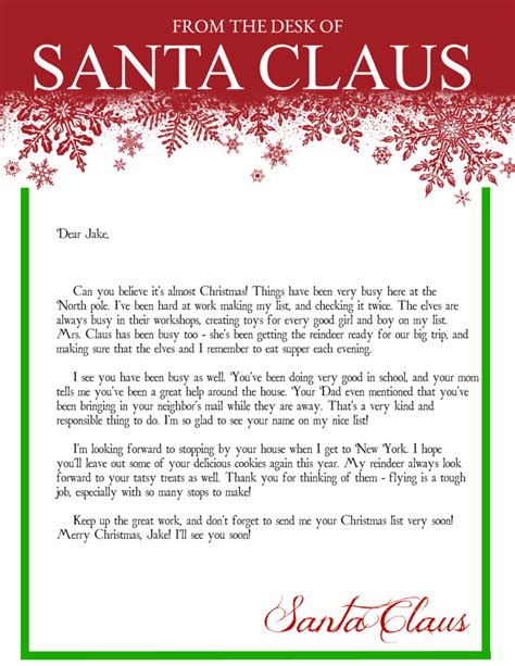 template word  printable letter  santa north pole delight