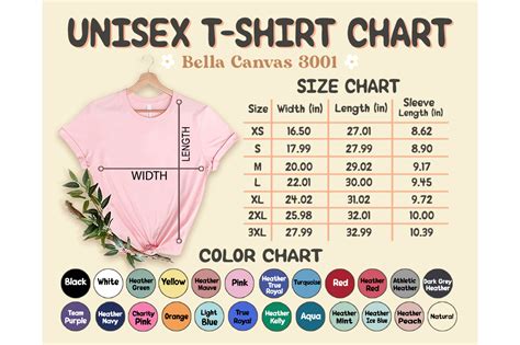 bella canvas  color chart size chart graphic  donalpack creative fabrica