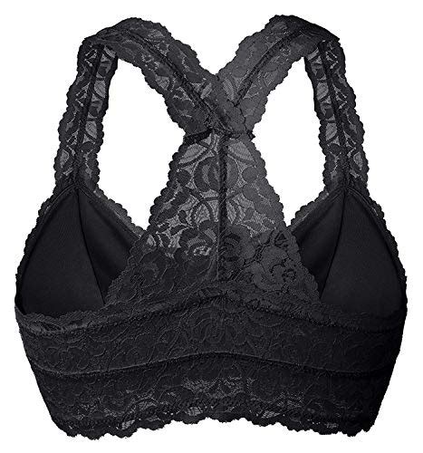 yianna women black floral lace bralette padded breathable sexy