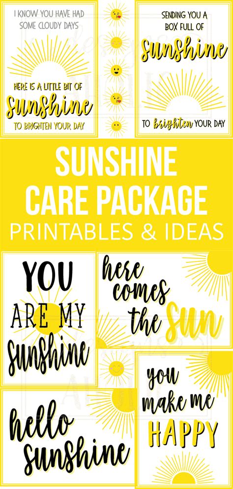 sunshine box printables address label sunshine care package inserts