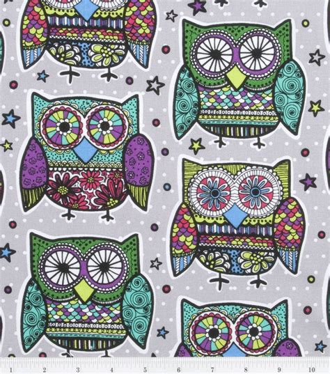novelty cotton fabric multi colored owls joann owl fabric printing