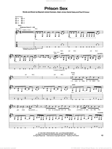 tool prison sex sheet music for guitar tablature [pdf]