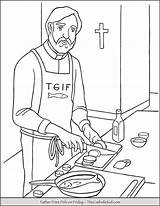 Frying Priest Quaresma Lent Thecatholickid Fridays Fries Colorironline sketch template