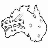 Australia Coloring Map Australian Flag Pages Drawing Line Print Draw Book Drawings Printable Kids Decoration Color Sydney Colouring Icon Books sketch template