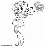 Coloring Fluttershy Pony Equestria Pages Little Girls Printable Kids Color Print sketch template