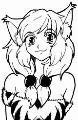 Coloring Anime Pages Cat Cute Girl Furry Girls Wolf Fox Drawing Print Chibi Emo Female Easy Printable Color Drawings Getcolorings sketch template