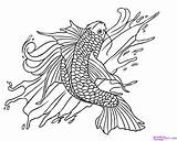 Pages Koi Coloring Fish Japanese Getcolorings sketch template