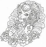 Coloring Pages Adultes Tatouages Coloriages Zombie Adult sketch template