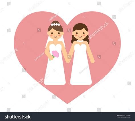 cute cartoon gay couple wedding dresses stock vector 291755996 shutterstock