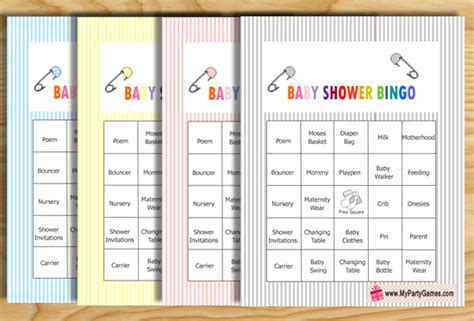 printable baby shower bingo game cards