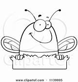 Clipart Chubby Bee Grass Over Cartoon Cory Thoman Vector Outlined Coloring Royalty Bumblebee sketch template