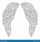 Feather Wings Coloring Pattern Book Indian Illustration Leaf Preview Cartoon sketch template