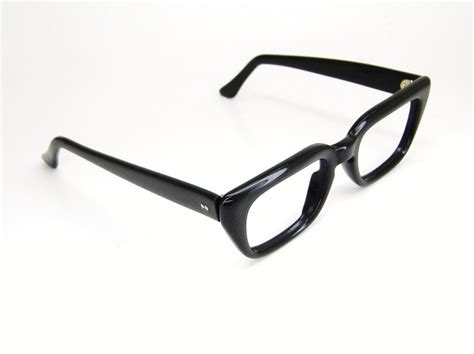 Vintage Mens 1950s Horn Rim Glasses Eyeglasses Eyewear Black Frame 48