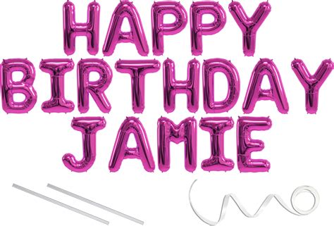 jamie happy birthday mylar balloon banner pink   letters