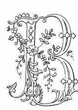 Alphabet Monogram Coloring Pages Enluminures Enluminure Embroidery Broderie Blanche sketch template