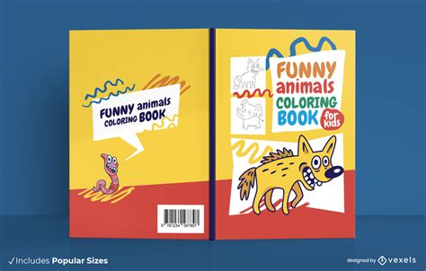 cartoon animals coloring book cover design vector