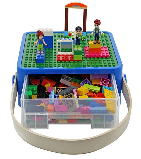bins  lego compatible storage container  lego compatible building baseplate lid