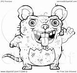 Ugly Waving Rat Outlined Clipart Cartoon Coloring Vector Thoman Cory Royalty sketch template