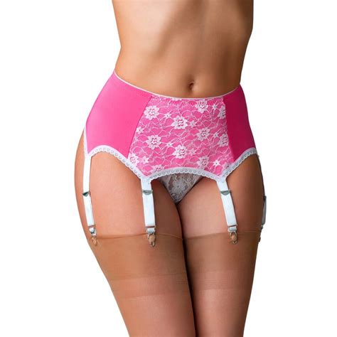 pink small nylon dreams ndl66 women s pink solid colour lace garter