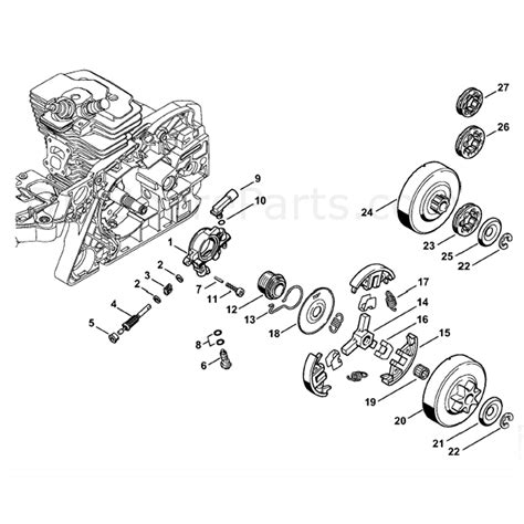 stihl ms  chainsaw ms parts diagram oil pump