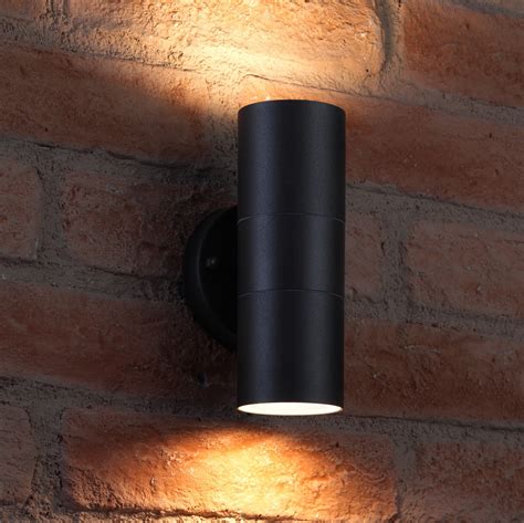 auraglow stainless steel outdoor double   wall light led bulbs black ebay