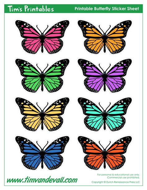 butterfly stickers tims printables
