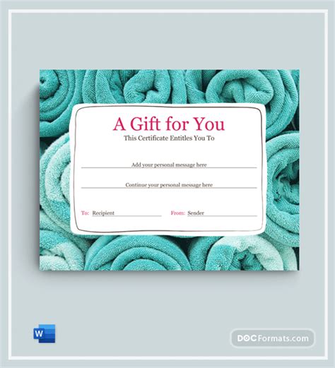 beauty salon gift certificate template document formats