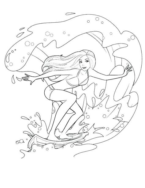 barbie surfing coloring pages top   printable barbie coloring