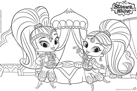 shimmer  shine coloring pages   dancing  printable