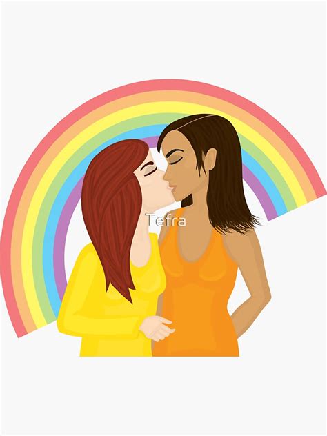Girls Kissing Under The Rainbow Sticker For Sale By Tefra Redbubble