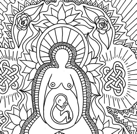 pagan art earth goddess art mandala coloring page divine etsy