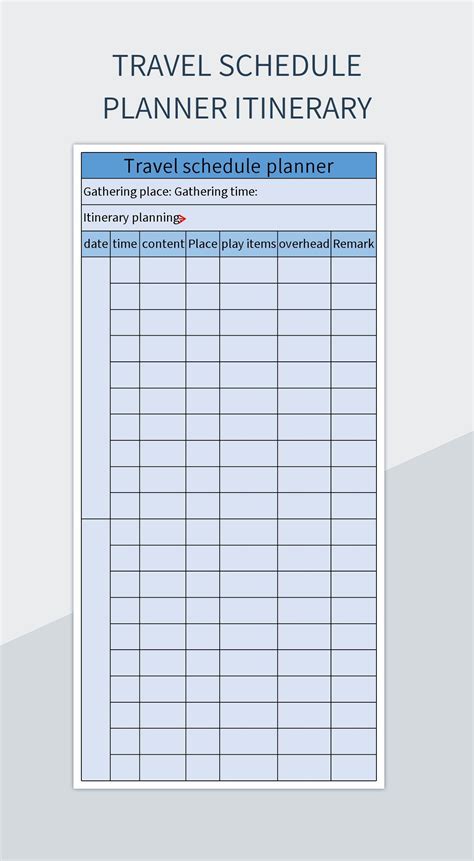 travel schedule planner itinerary excel template  google sheets file