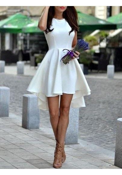 Homecoming Dance Dress White Hem Flare Dress Asymmetrical Dress