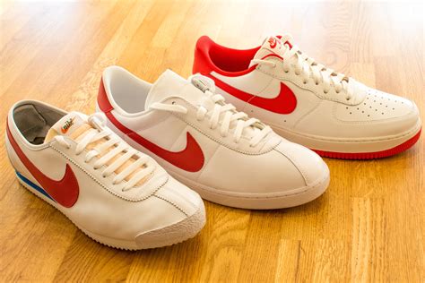pair  nikes     kid     white   red fat belly swoosh