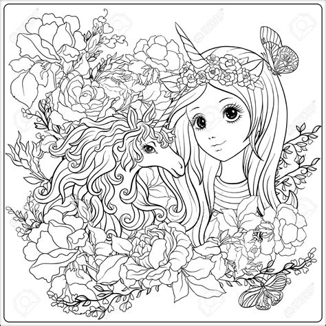 coloring unicorn girl   coloring pages adult coloring pages