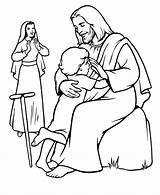 Jesus Coloring Pages Printable Children Kids Healing sketch template