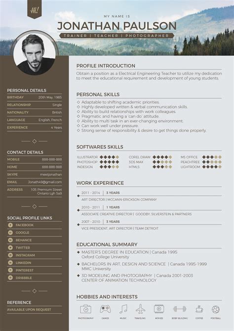 professional modern resume cv portfolio page cover letter