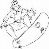 Coloring Boy Skateboard Tricks Doing Sports Surfnetkids Pages Skateboarder sketch template