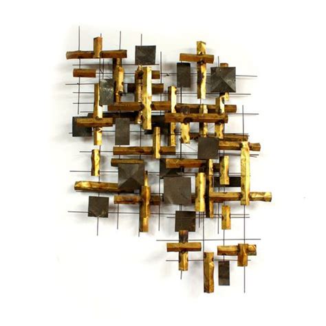 large brutalist abstract metal wall sculpture mid century modern signed