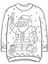 Sweater Christmas Ugly Kids Coloring Fun Personal Create sketch template