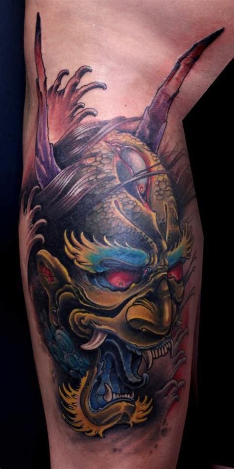Japanese Oni Mask Live In Color Artist Eddie Stacy Tats