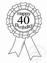 Birthday 40 Printable Ribbon Coloring Award 40th Coloringpage Eu sketch template